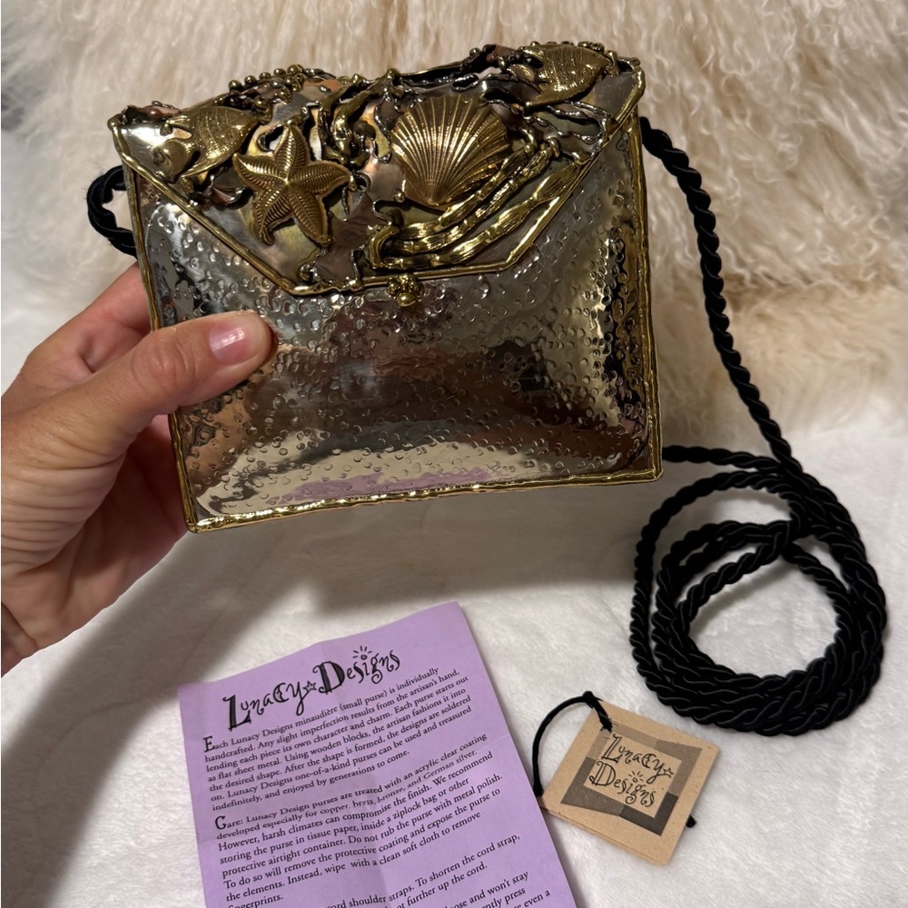 Lunacy Designs Vintage Handmade Artisan Mixed Metal Sea Life Themed Bag 1980s - Picture 6 of 17